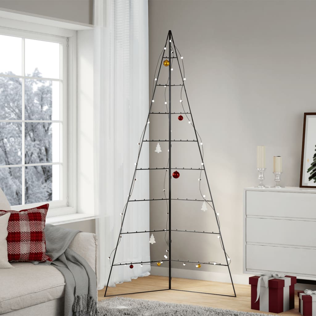 VidaXL Decorazione natalizia Albero di Natale 210 cm in metallo nero