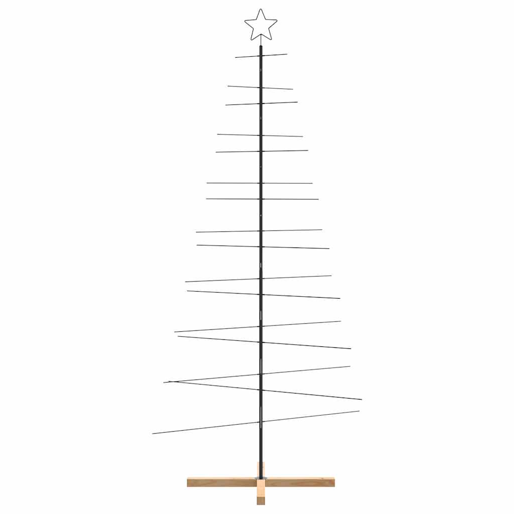 Vidaxl kerstdecoratie kerstboom met houten basis 210 cm metaal zwart