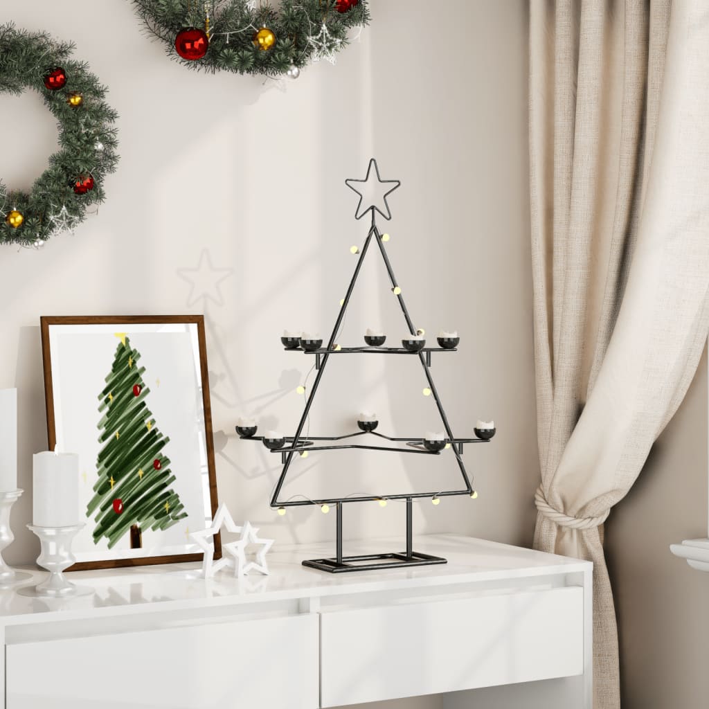 Vidaxl Decorazione natalizia albero di Natale 75 cm in metallo nero