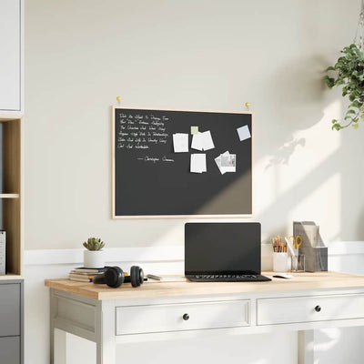 Vidaxl krijtbord met massief grenenhouten frame zwart 80x55 cm