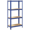 Vidaxl Storage Rack Acero de 4 capas y azul de madera procesada