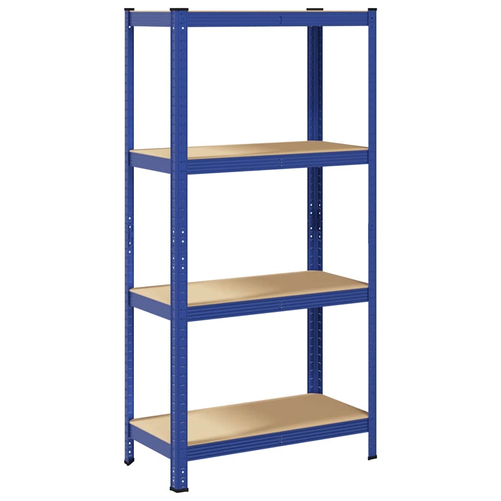Vidaxl Storage Rack Acero de 4 capas y azul de madera procesada