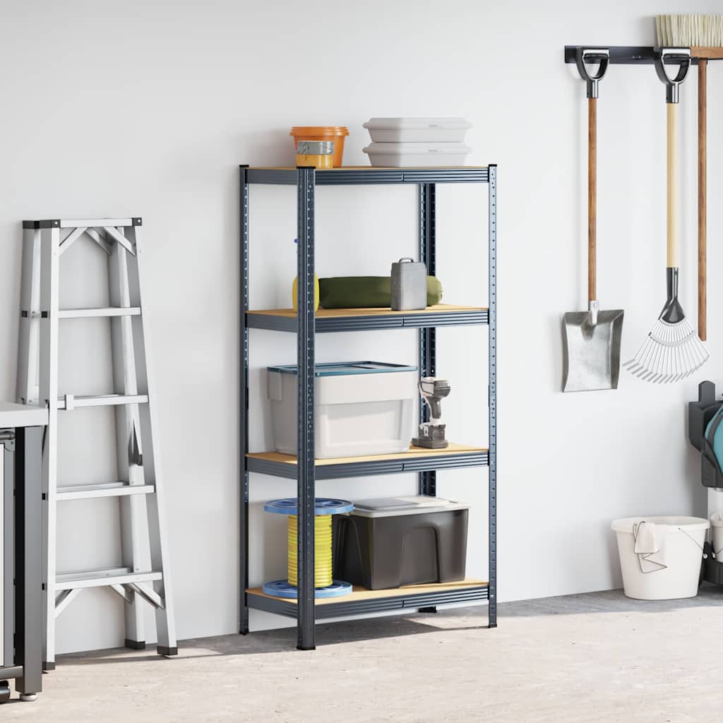 Vidaxl Storage Rack Acero de 4 capas y madera procesada de color antracita