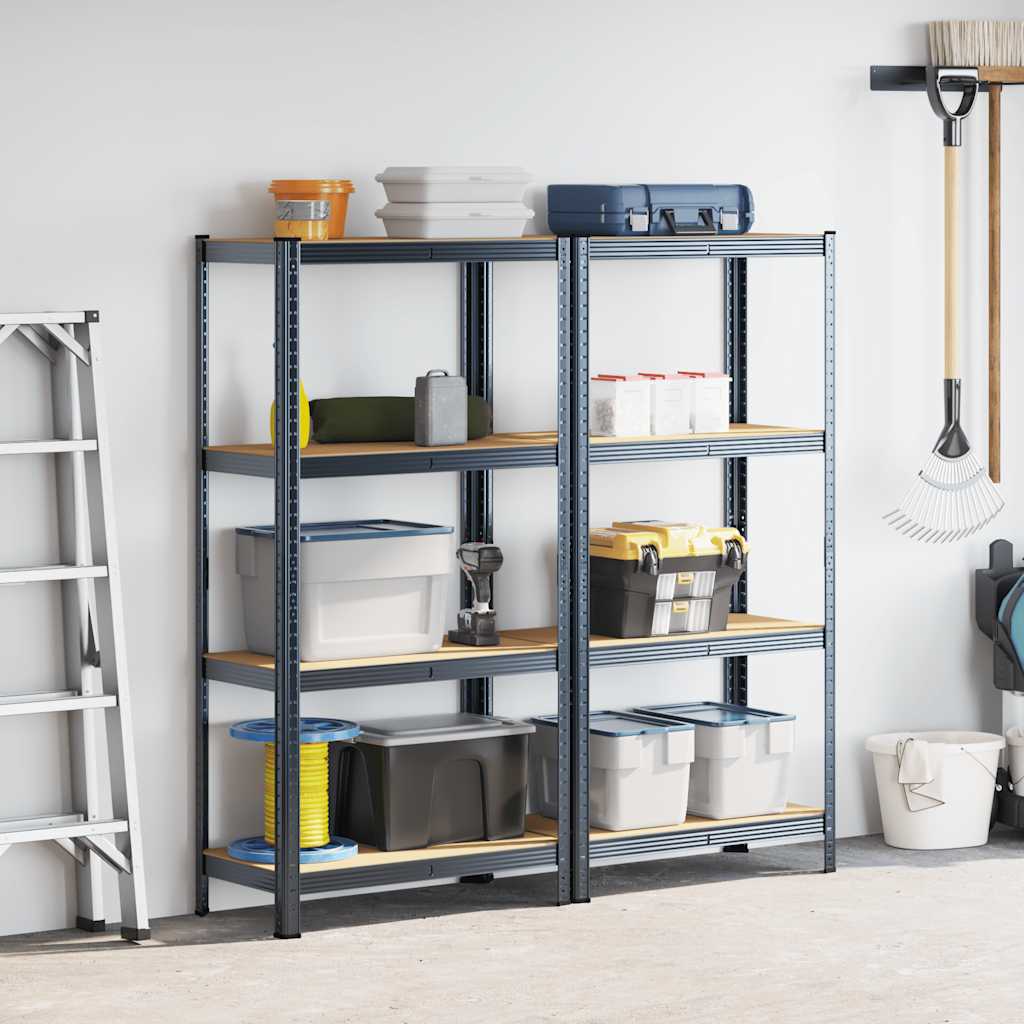 Bastidores de almacenamiento de Vidaxl de 4 capas de acero y madera procesada de color antracita