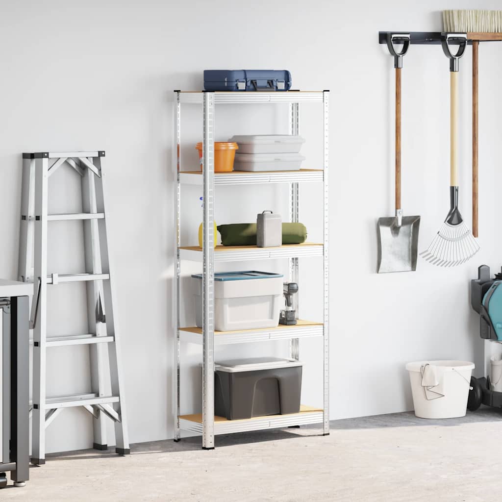 Vidaxl Rack Storage Rack Acero de 5 capas y plata procesada de plata