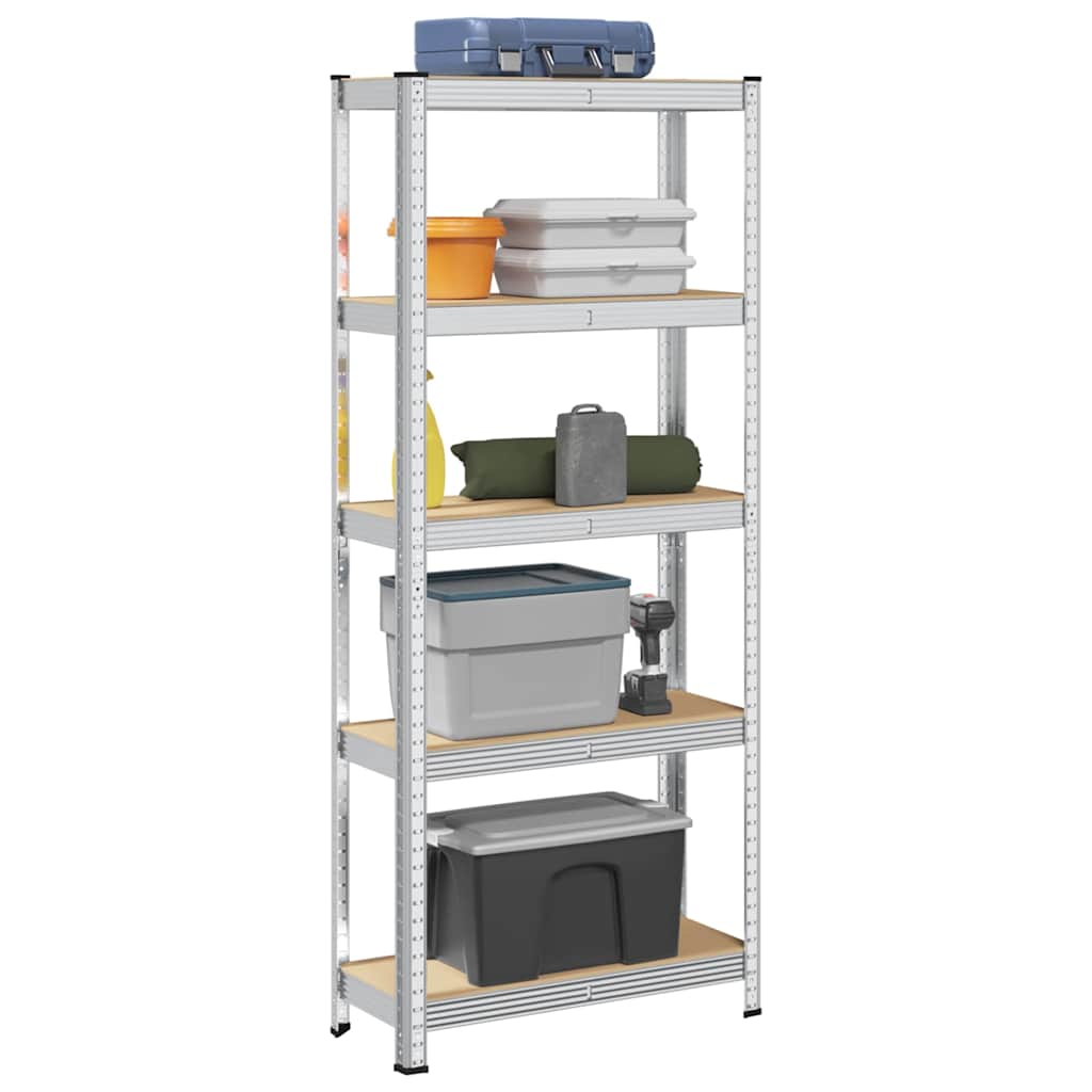 Vidaxl Rack Storage Rack Acero de 5 capas y plata procesada de plata