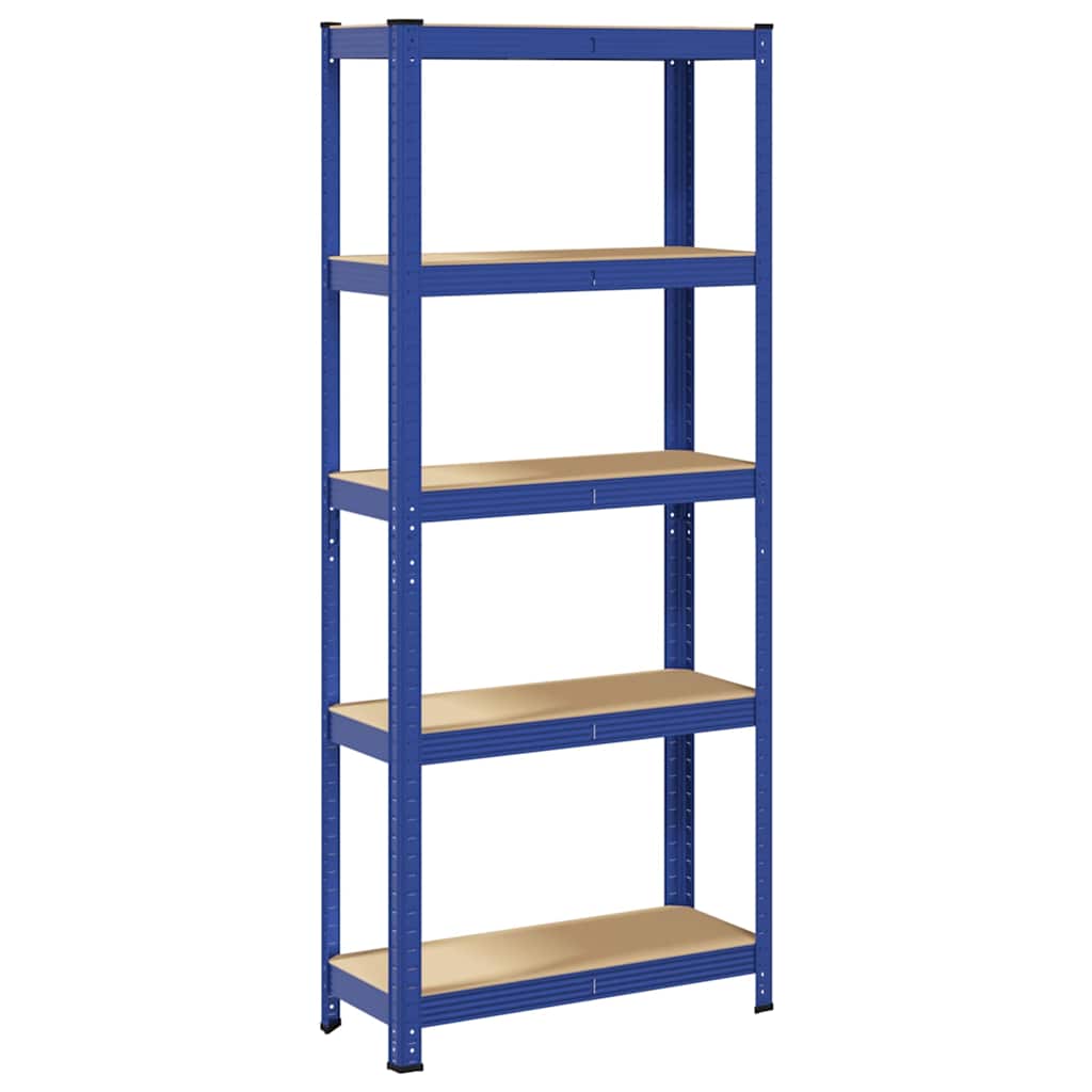 Vidaxl Storage Rack de acero de 5 capas de madera procesada azul