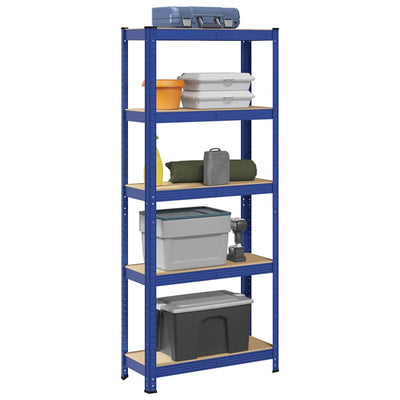 Vidaxl Storage Rack de acero de 5 capas de madera procesada azul