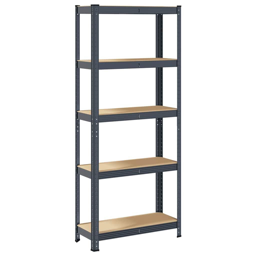 Vidaxl Storage Rack de acero de 5 capas de madera procesada antracita