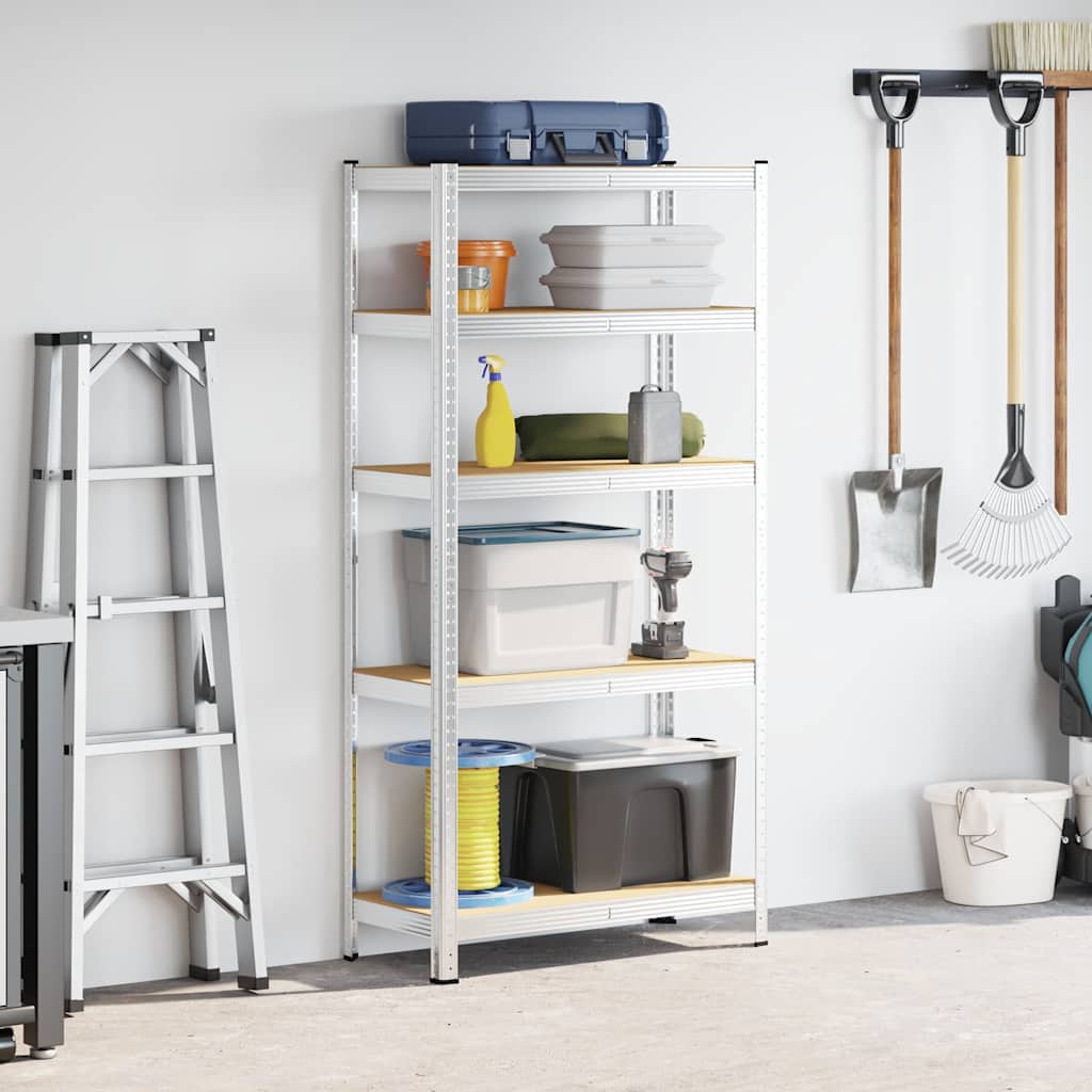 Vidaxl Rack Storage Rack Acero de 5 capas y plata procesada de plata