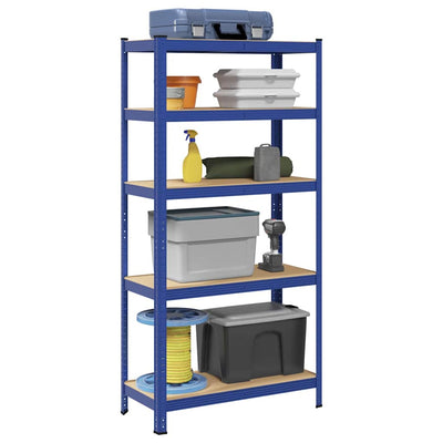 Vidaxl Storage Rack de acero de 5 capas de madera procesada azul