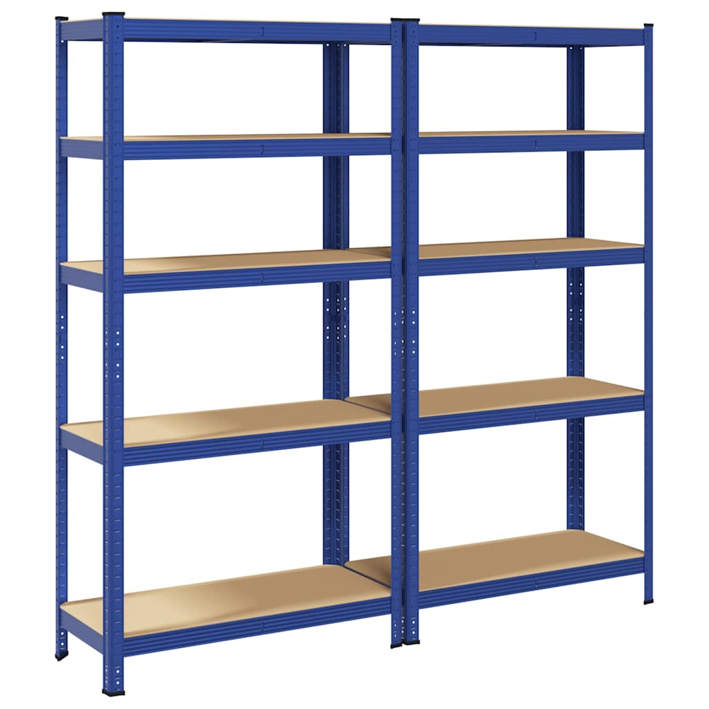 Rack di stoccaggio Vidaxl 2 ST Acciaio a 5 strati e blu in legno trasformato