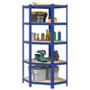 Vidaxl Hoekrek de acero de 5 capas y azul de madera procesada