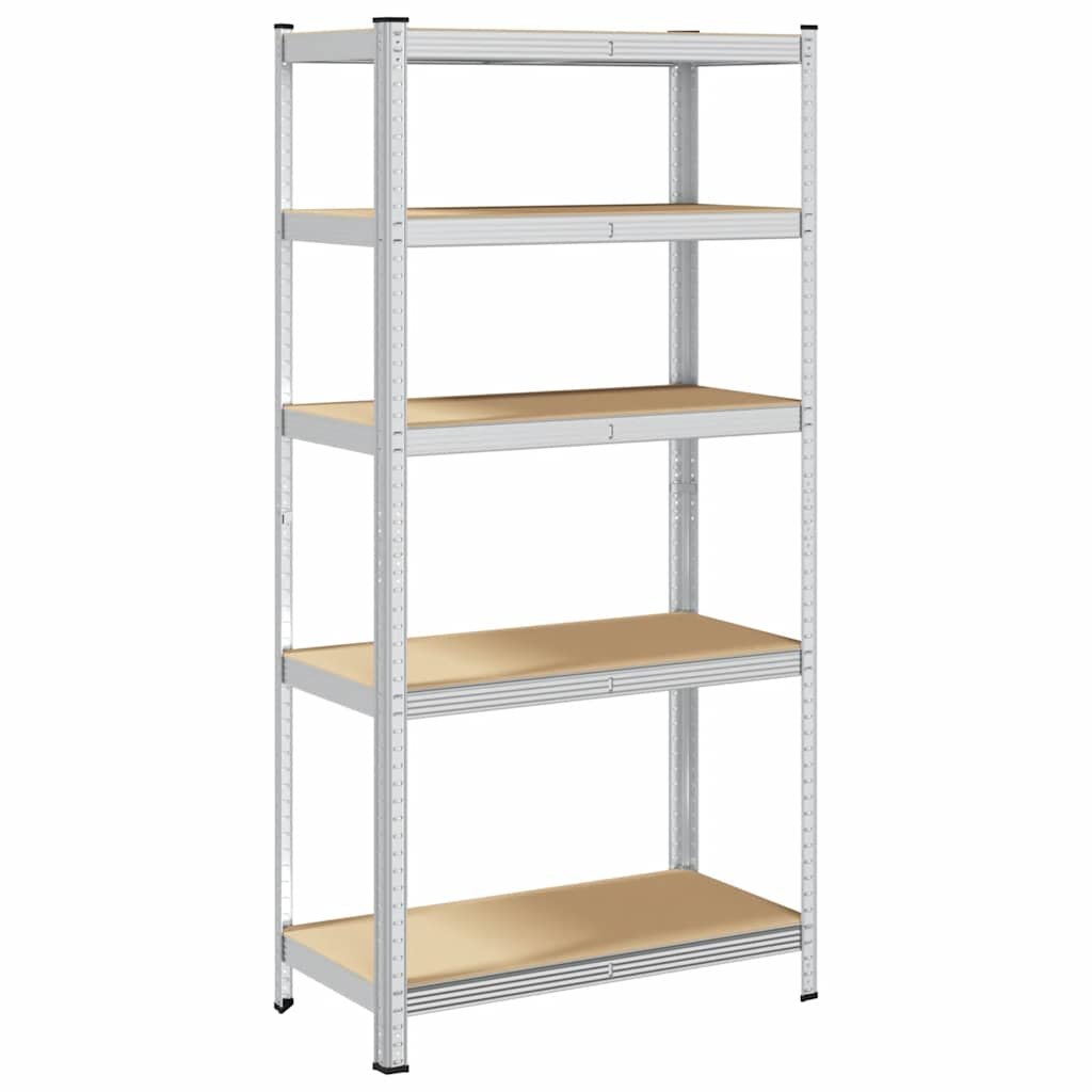 Vidaxl Storage Rack Acero de 5 capas y gris de madera procesada