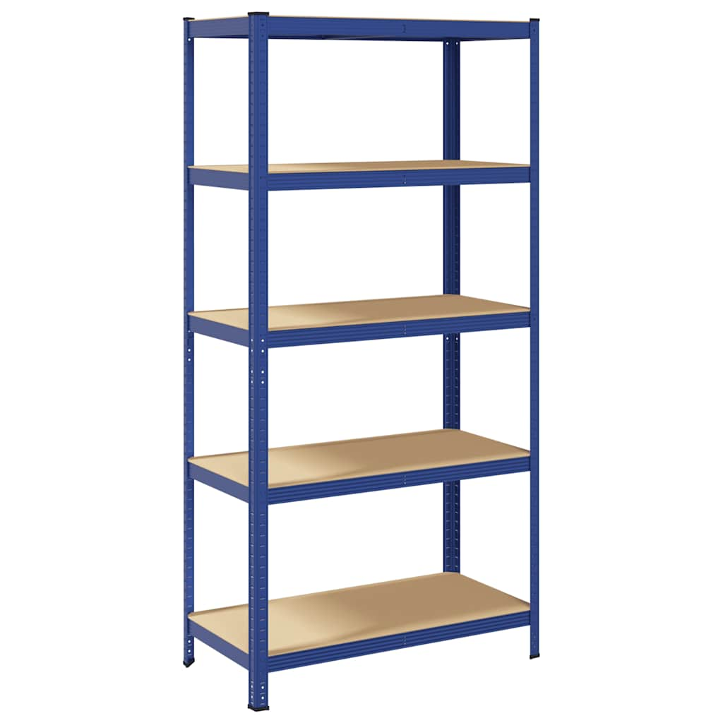 Vidaxl Storage Rack de acero de 5 capas de madera procesada azul