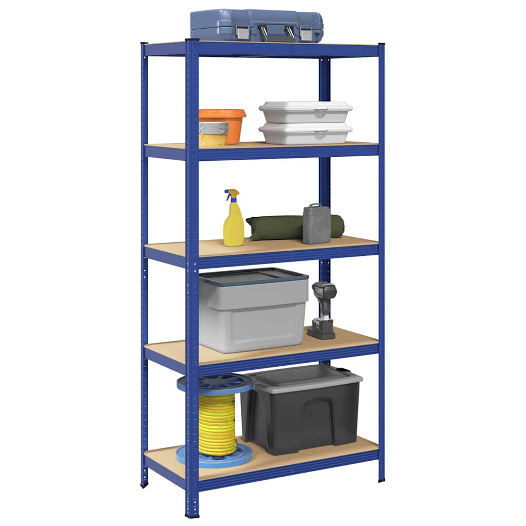 Vidaxl Storage Rack de acero de 5 capas de madera procesada azul