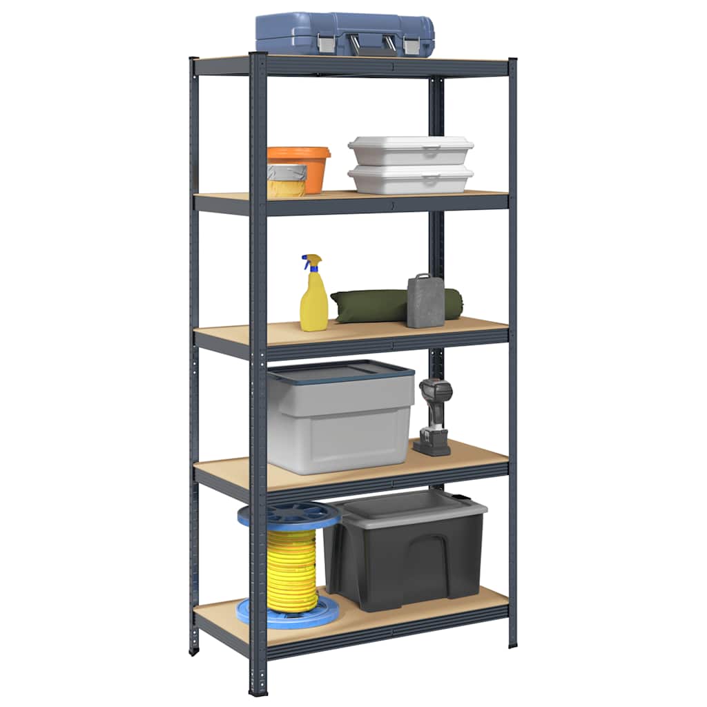 Vidaxl Storage Rack Acciaio in acciaio a 5 strati Elaborato in legno antracite