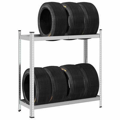 Vidaxl Tire Rack 2 capas 110x40x109 cm de acero coloreado