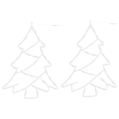 Vidaxl Iluminación navideña Silhoueta de árbol de Navidad 2 ST 50 LED CALIENTE BLANCO
