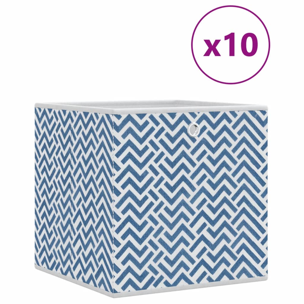 Cajas de almacenamiento de Vidaxl 10 PCS plegables 32x32x32 cm de tela uniforme azul