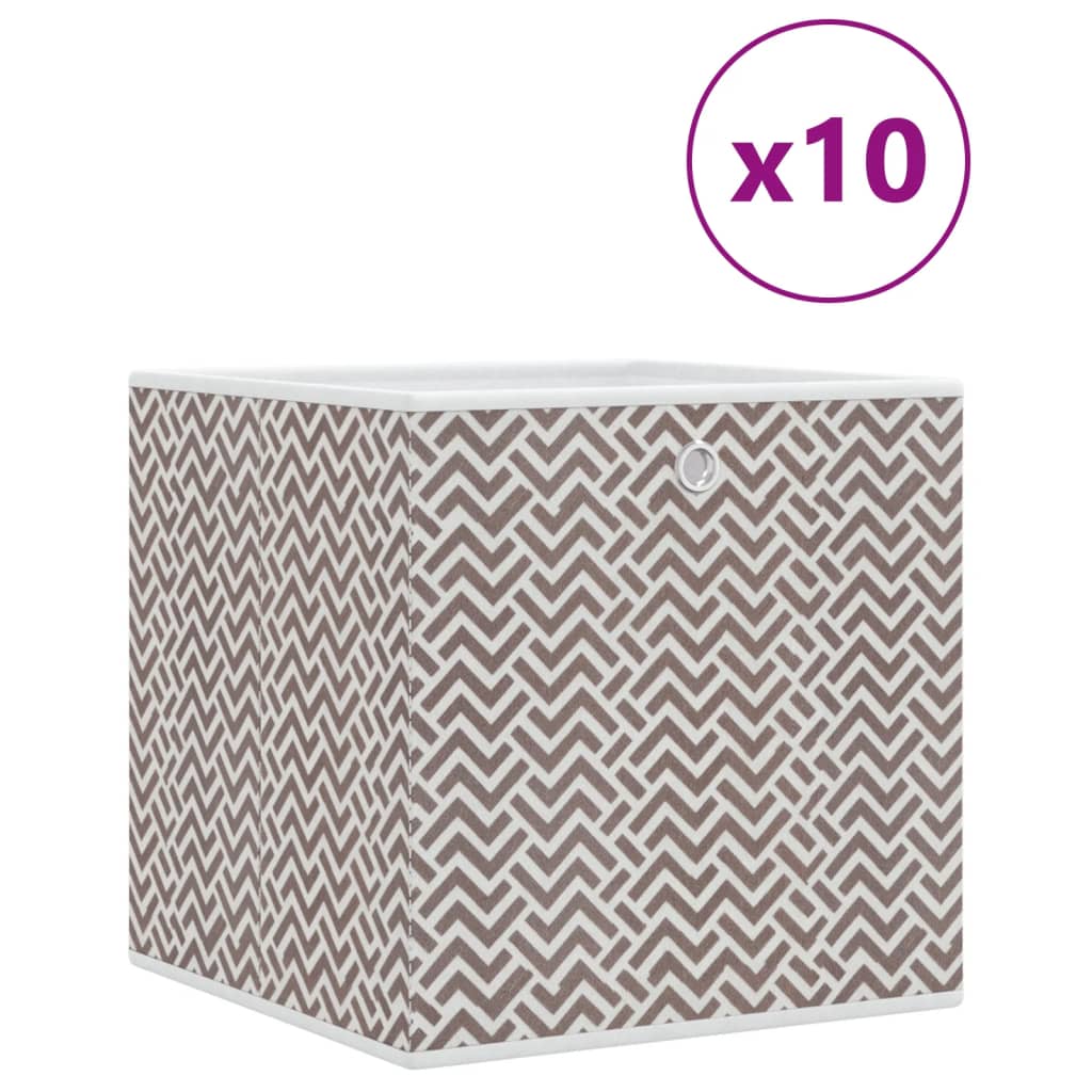 Cajas de almacenamiento de Vidaxl 10 PCS plegables 32x32x32 CM Undent Fabric Brown