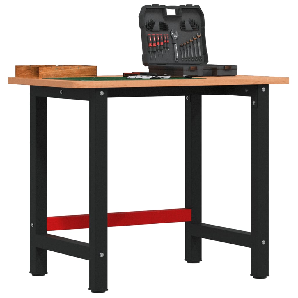 Vidaxx banco de trabajo rectangular 100x60x81,5 cm madera maciza de haya