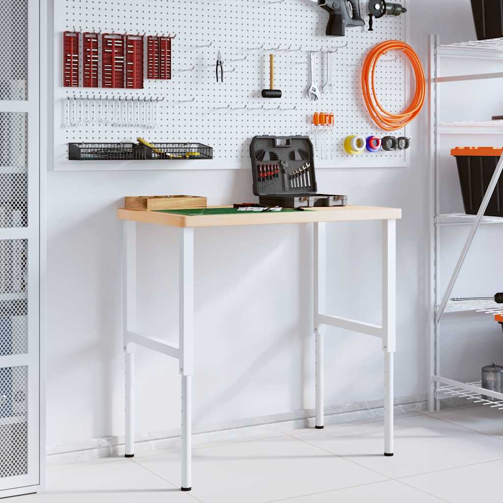 Vidaxx banco de trabajo rectangular 100x60x (73-99,5) cm roble macizo
