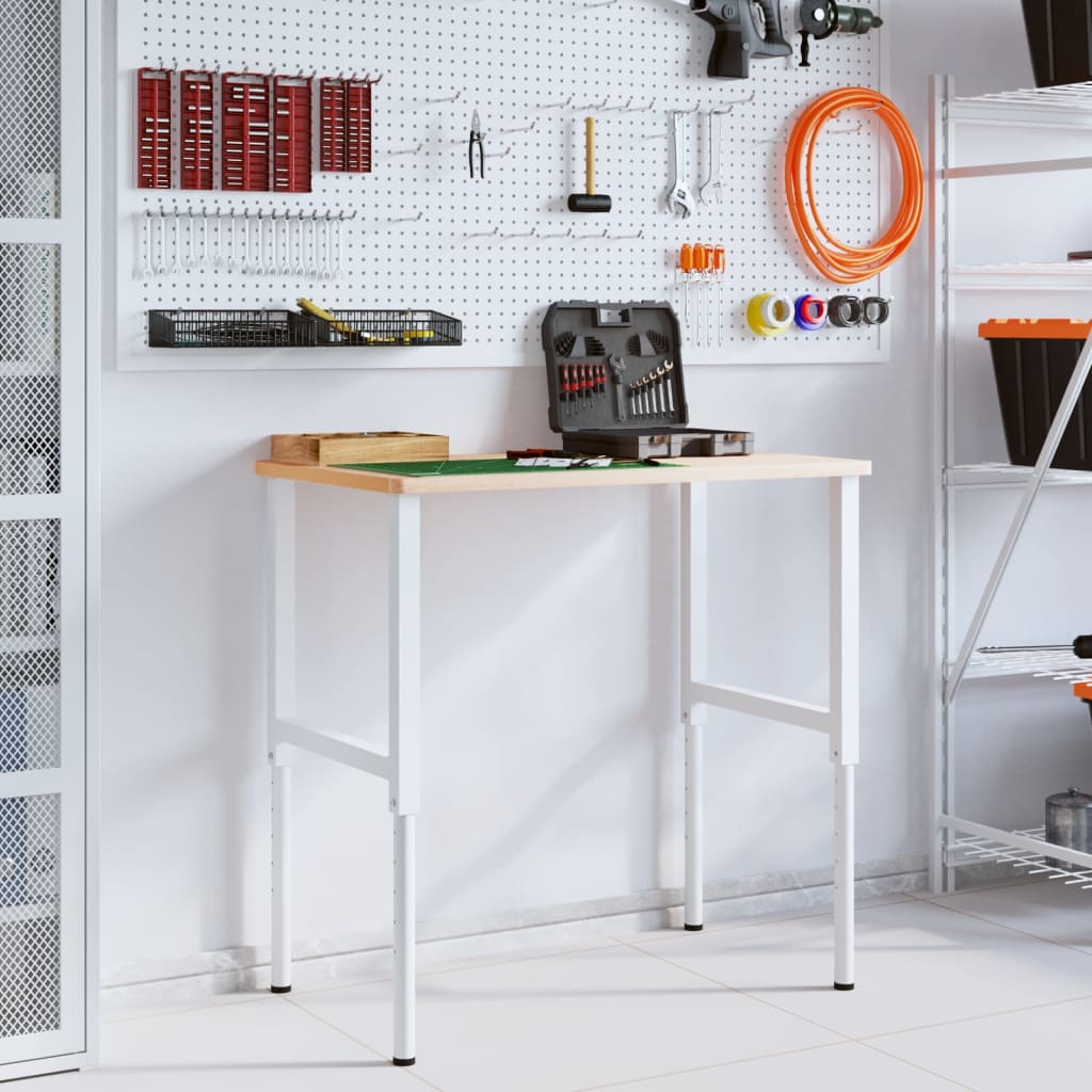 Vidaxx banco de trabajo rectangular 100x60x (71,5-98) cm madera maciza de haya