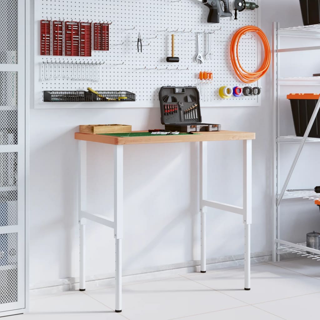 Vidaxx banco de trabajo rectangular 100x60x (73-99,5) cm madera maciza de haya