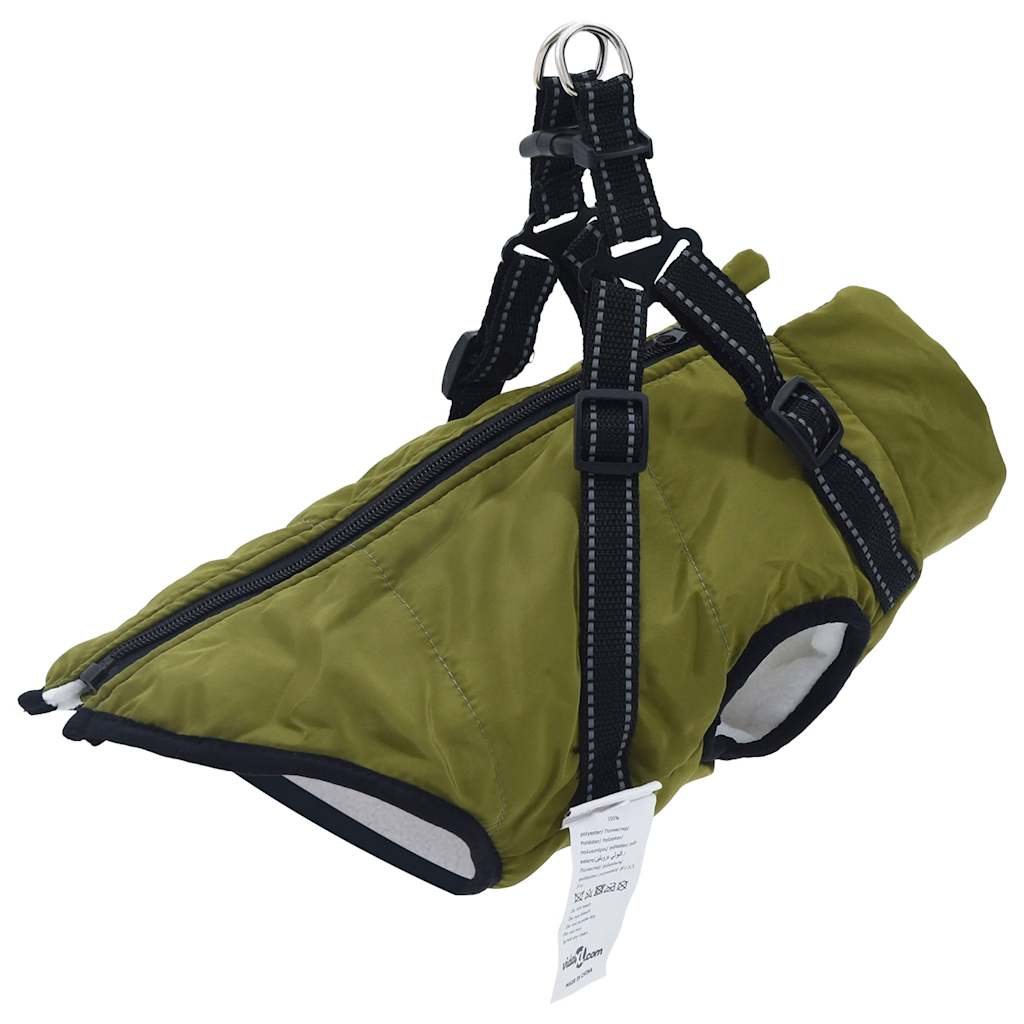 Vidaxl Dog Coat con armatura impermeabile dell'esercito riflettente verde s