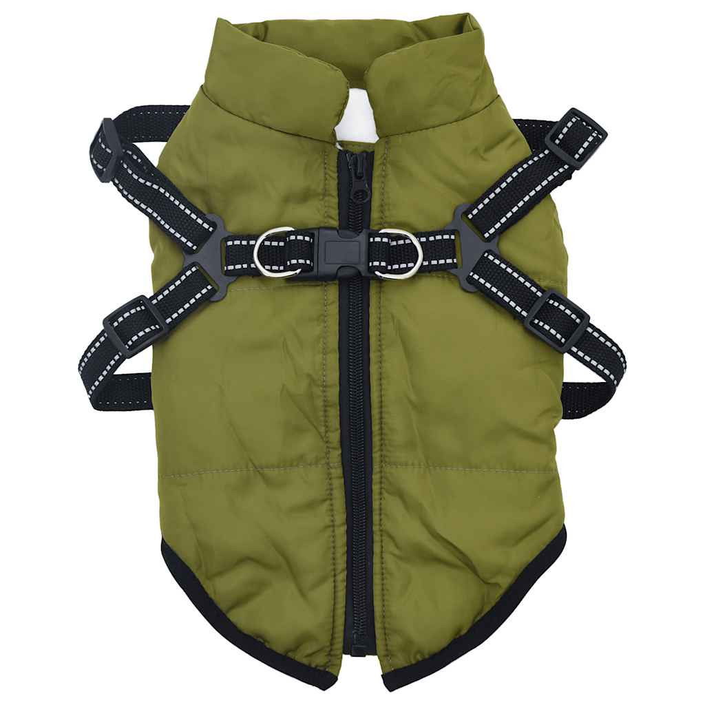 Vidaxl Dog Coat con armatura impermeabile dell'esercito riflettente verde s