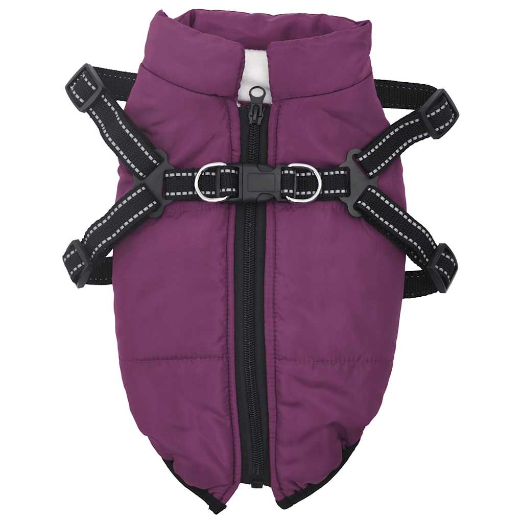 Vidaxxl abrigo para perros con arnés impermeable reflectante violeta l40