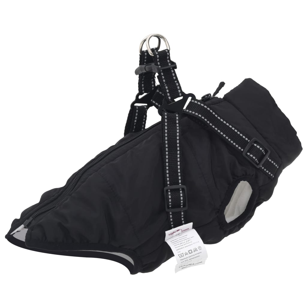 Vidaxl Dog Coat con armatura Black riflettente impermeabile S