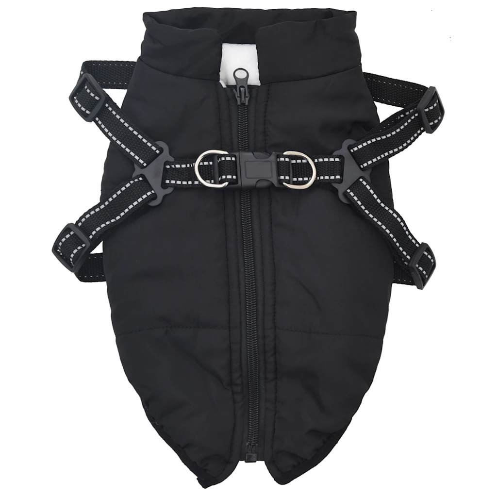 Vidaxl Dog Coat con armatura Black riflettente impermeabile M