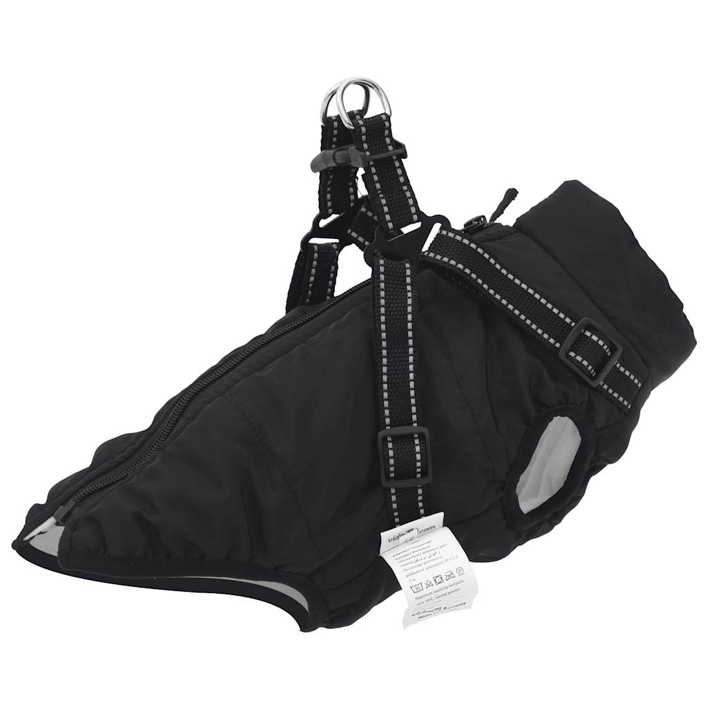 Vidaxl Dog Coat con armatura Black riflettente impermeabile L