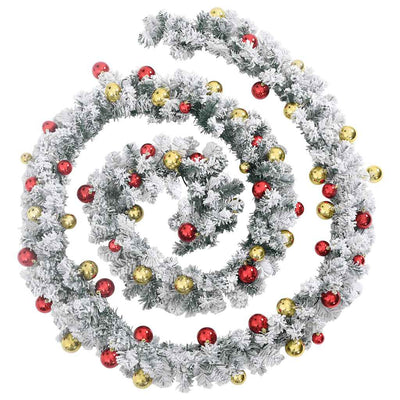 Vidaxl Garland de Navidad con bolas de Navidad y luces LED 5 M PVC Green