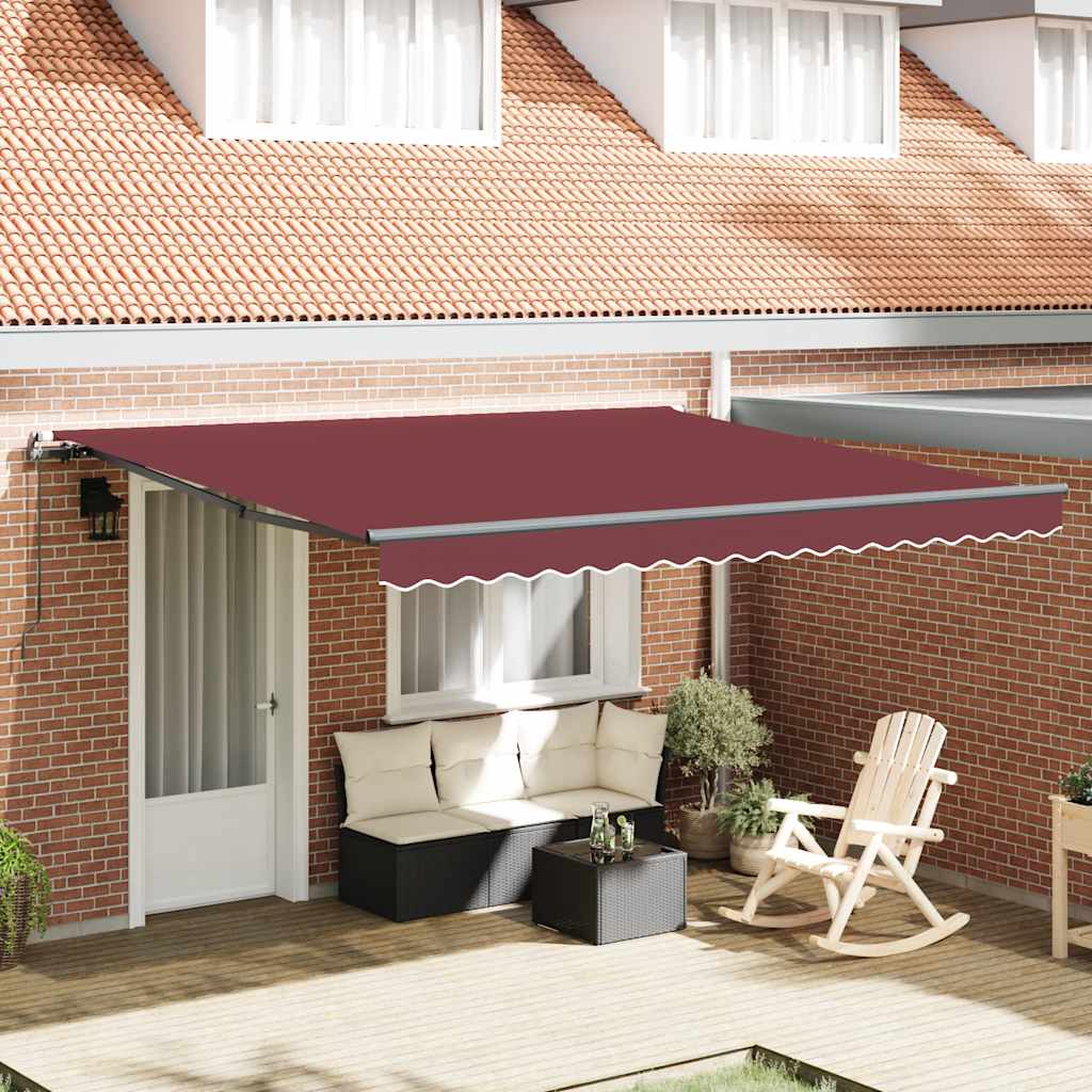 Toldo vidaxx extensible manualmente 400x300 cm rojo burdeos
