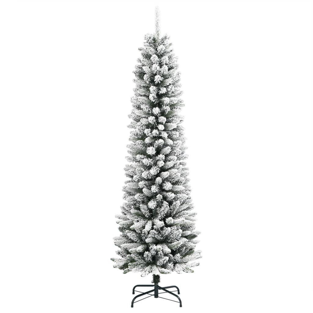 Vidaxl Kunstkerstboom con nieve estrecha de 180 cm PVC y PE