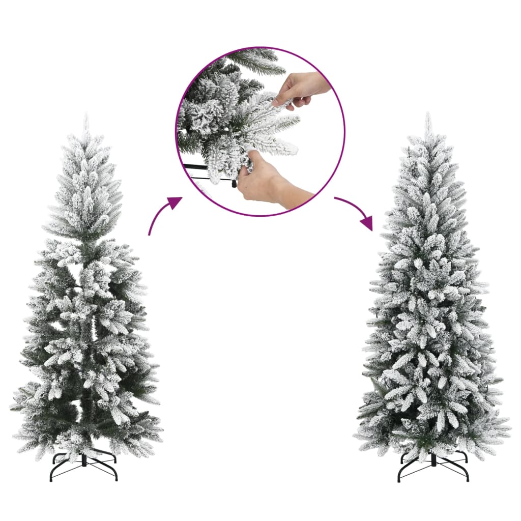 Vidaxl Kunstkerstboom con nieve estrecha de 180 cm PVC y PE