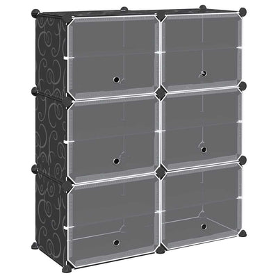 Vidaxl Storage mobili con 6 scomparti e porte in polipropene nero