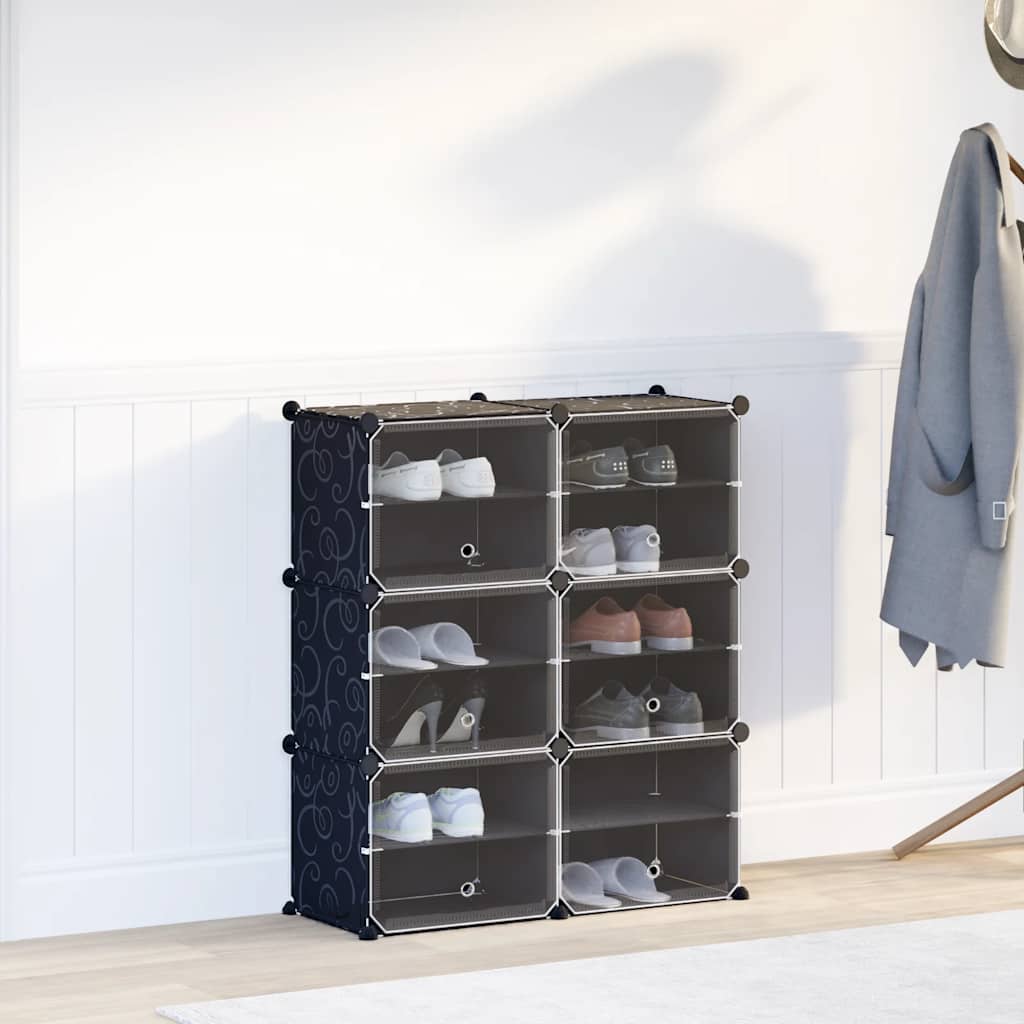 Muebles de almacenamiento de Vidaxl con 6 compartimentos y puertas Polypropene Black
