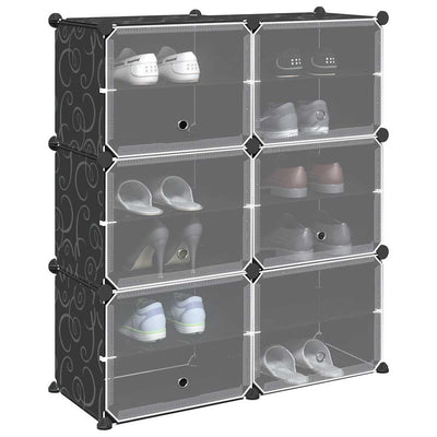 Vidaxl Storage mobili con 6 scomparti e porte in polipropene nero