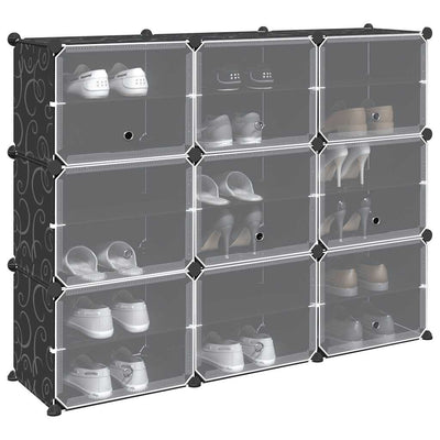 Muebles de almacenamiento de Vidaxl con 9 compartimentos y puertas Polypropene Black