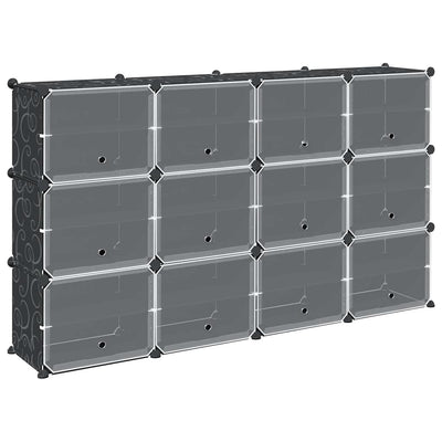 Muebles de almacenamiento de Vidaxl con 12 compartimentos y puertas Polypropene Black