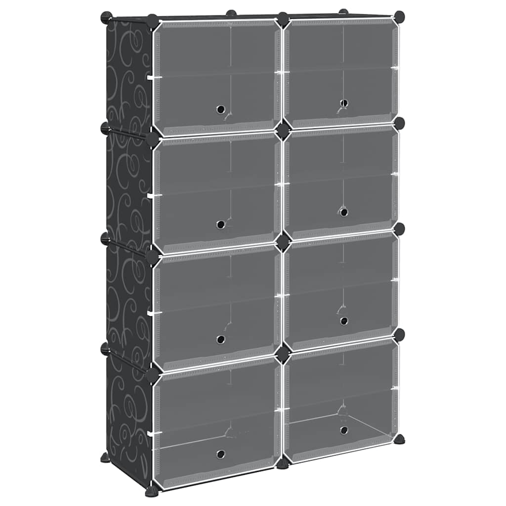 Vidaxl Storage mobili con 8 scomparti e porte in polipropene nero