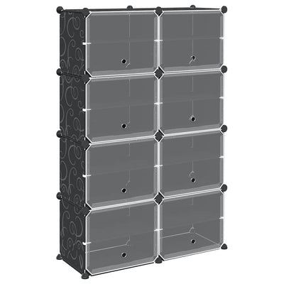 Muebles de almacenamiento de Vidaxl con 8 compartimentos y puertas Polypropene Black