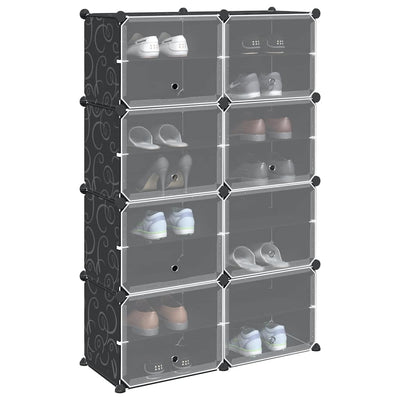 Muebles de almacenamiento de Vidaxl con 8 compartimentos y puertas Polypropene Black