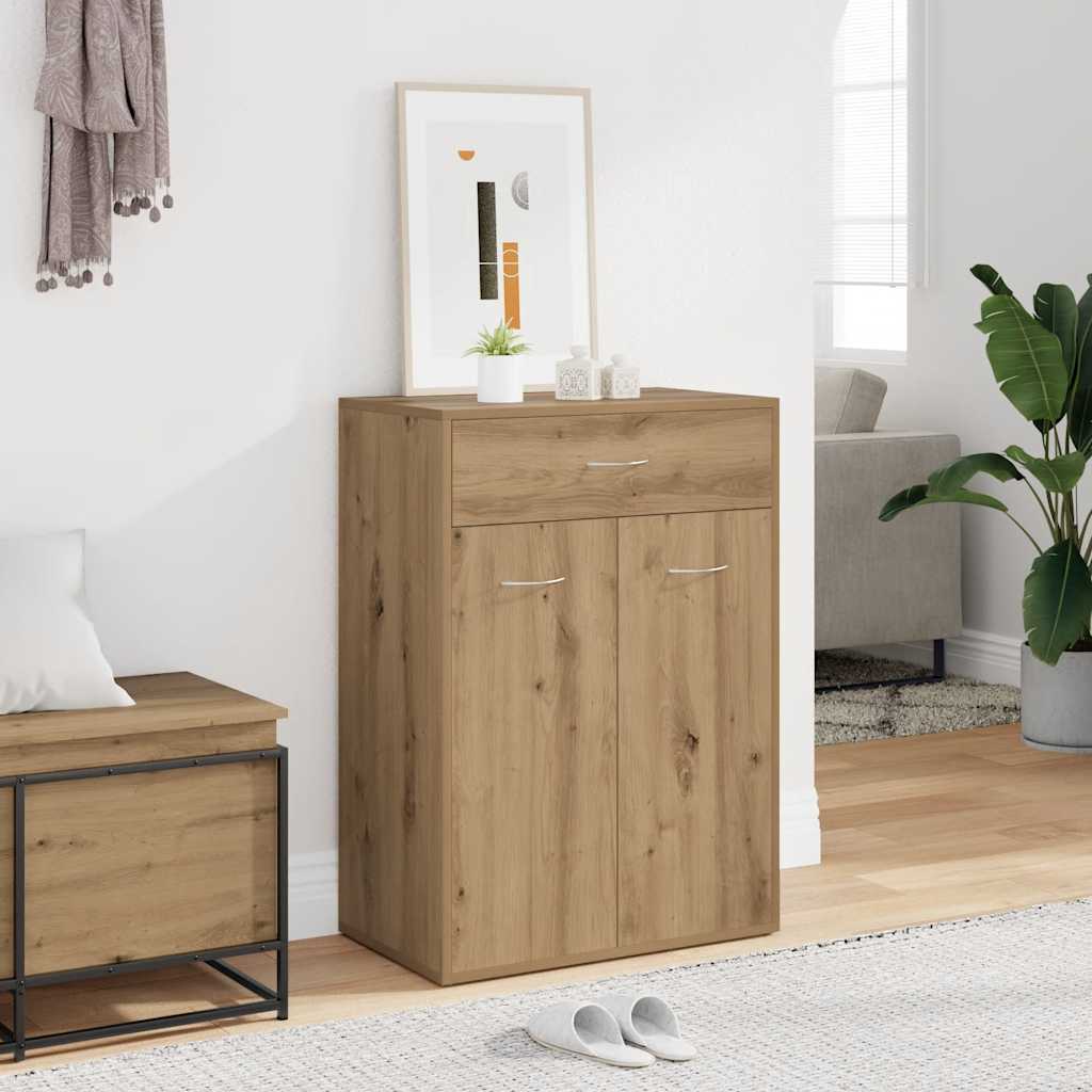 Zapatero VidaXL 60x35x84 cm madera elaborada, color roble artesanal