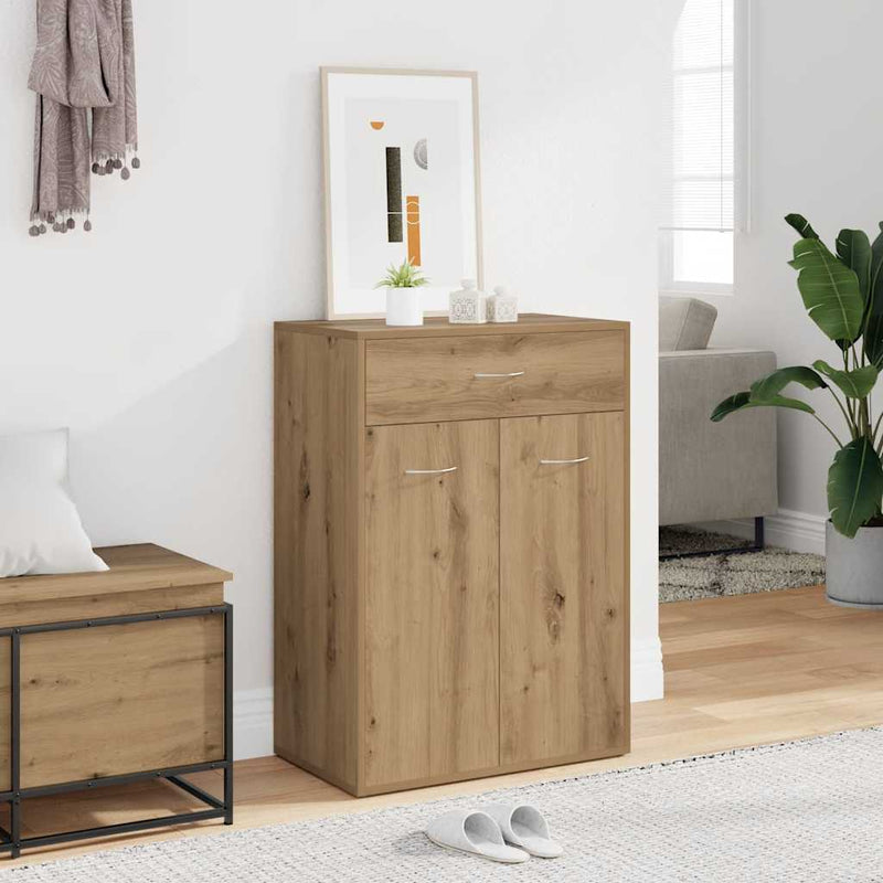 Zapatero VidaXL 60x35x84 cm madera elaborada, color roble artesanal