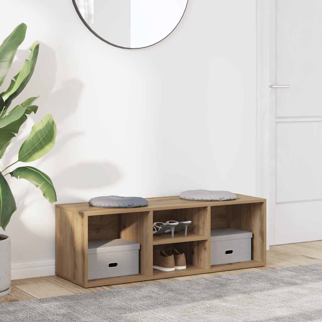 Sofá de almacenamiento de zapatos Vidaxl 105x35x35 cm de roble artesanal de madera procesada